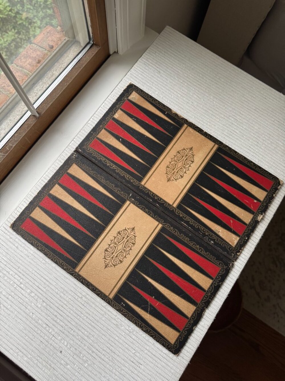 Vintage Folding Backgammon Chess Board | Leatherette Double Sided
